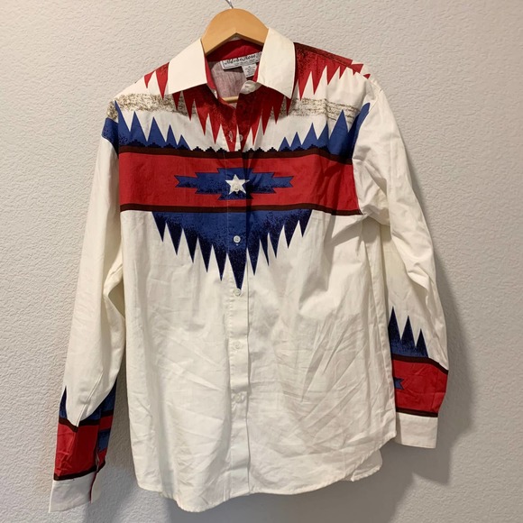 SOLD 90s Western Americana Button Down Sz M - Picture 2 of 5